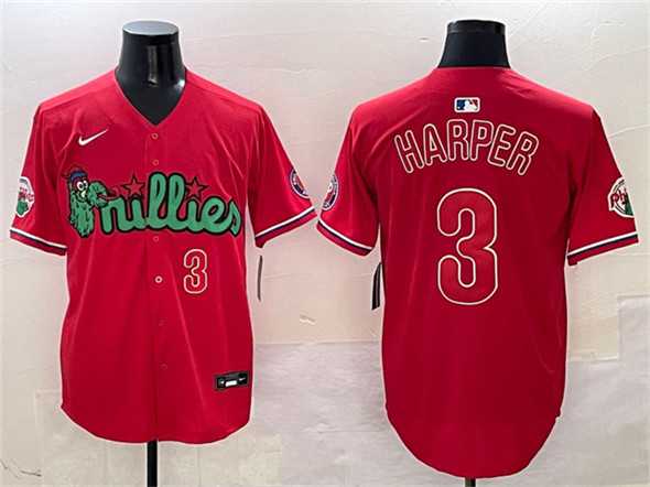 Men%27s Philadelphia Phillies #3 Bryce Harper Red Phanatic Limited Stitched Jersey
